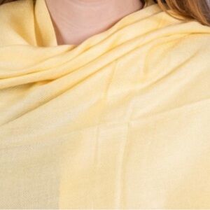 Pashmina 70% Silk 30% Scarf Wrap Shawl Fringe Edge YELLOW 70x28